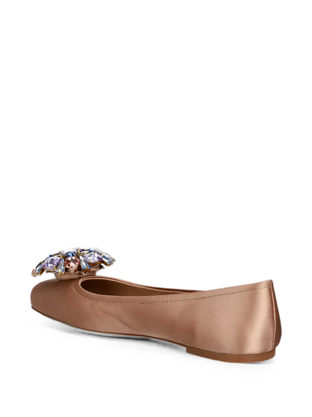 Jeffrey Campbell Ornate crystal-embellished square-toe ballet flats Beige