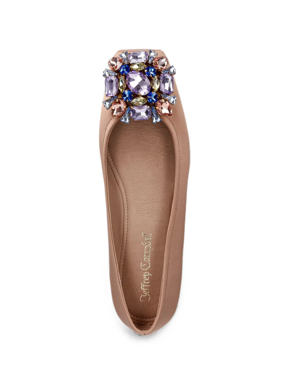 Jeffrey Campbell Ornate crystal-embellished square-toe ballet flats Beige