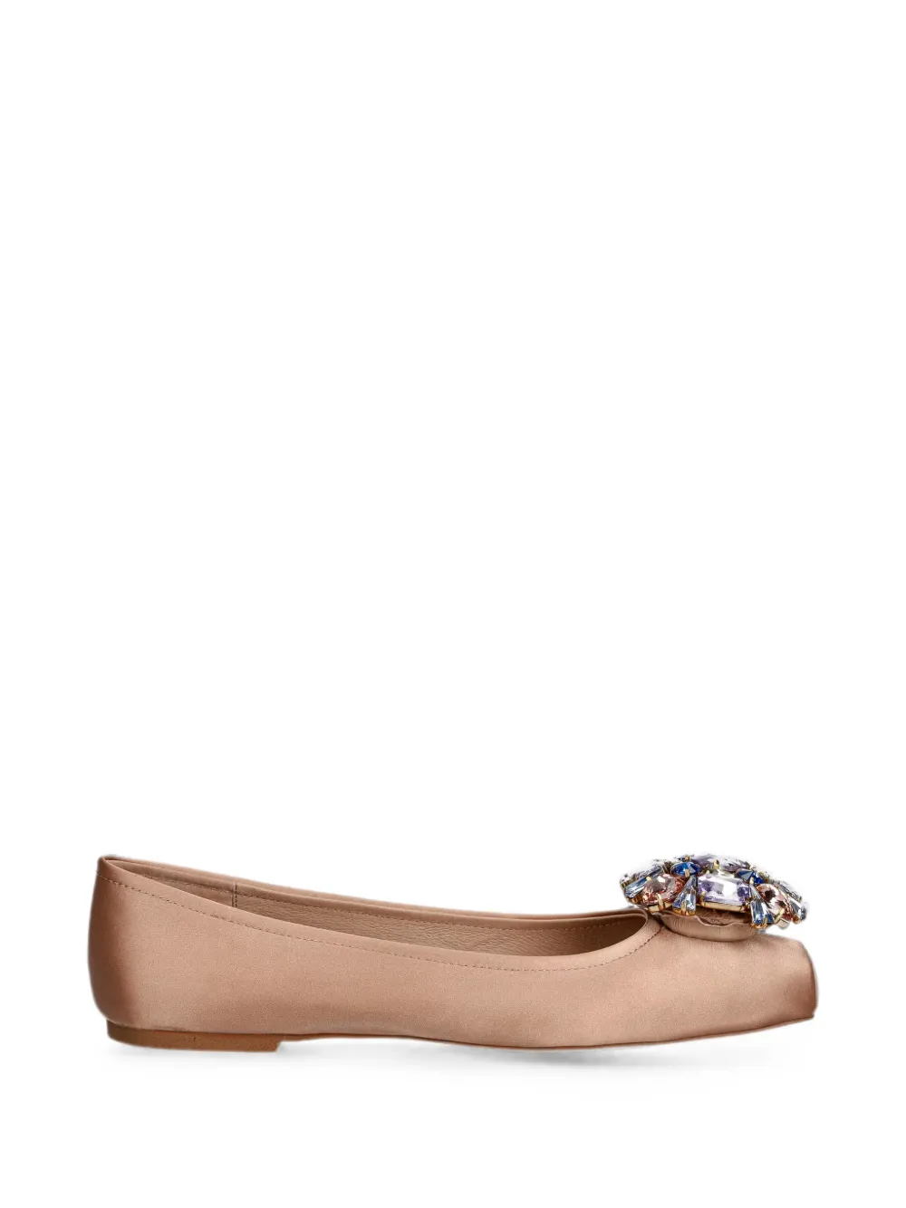 Jeffrey Campbell Ornate Crystal-embellished Square-toe Ballet Flats In Nude