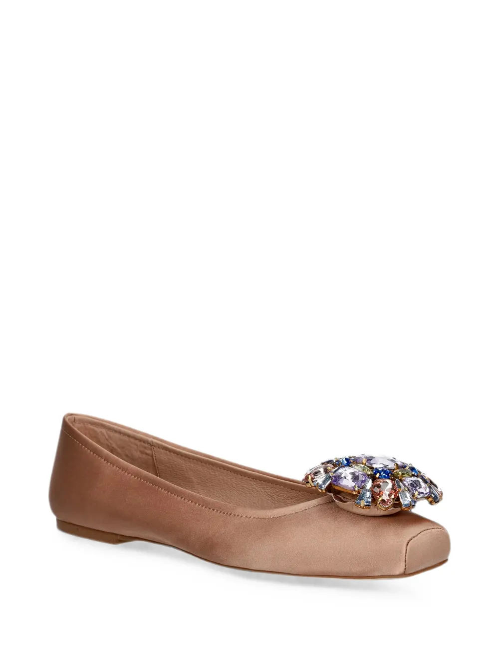 Jeffrey Campbell Ornate crystal-embellished square-toe ballet flats Beige