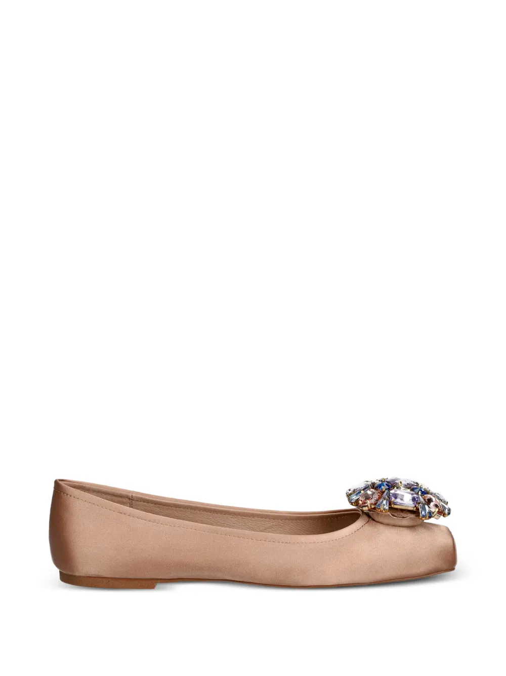 Jeffrey Campbell Ornate crystal-embellished square-toe ballet flats Beige