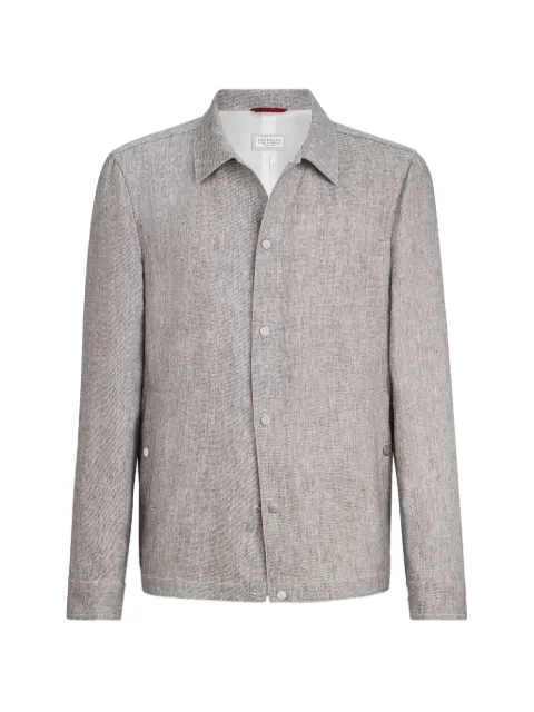 Brunello Cucinelli linen and hemp diagonal outerwear jacket