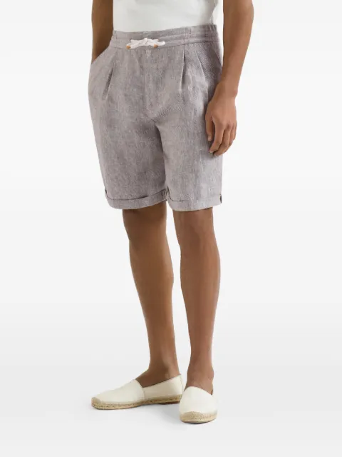 Brunello Cucinelli  linen and hemp diagonal Bermuda shorts with drawstring and double pleats