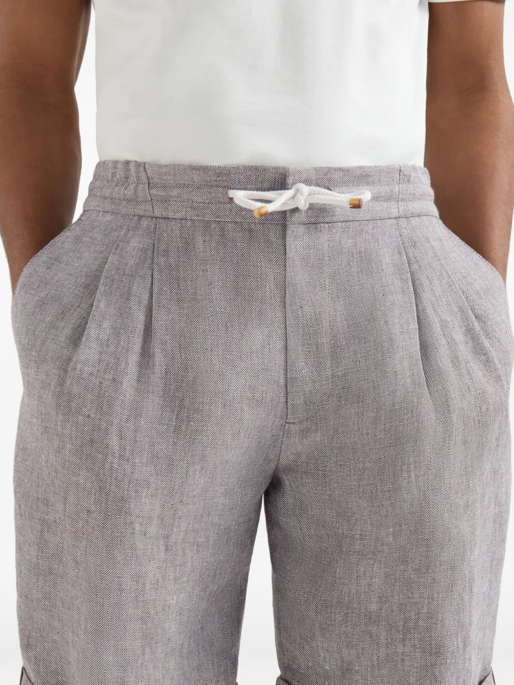 Brunello Cucinelli Bermuda shorts met trekkoord en dubbele plooien Grijs