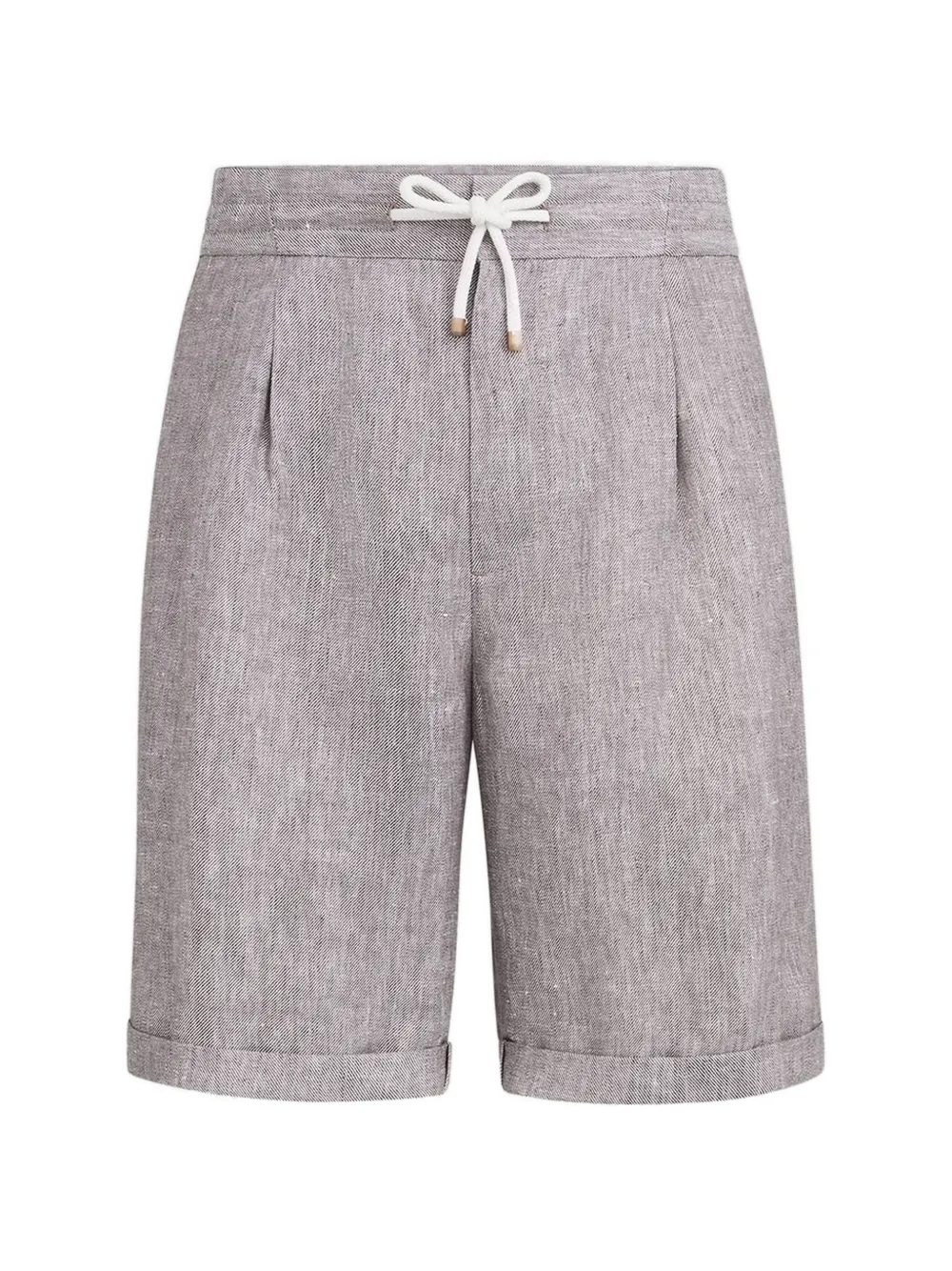 Brunello Cucinelli Bermuda in lino e canapa con coulisse e pieghe - Grigio
