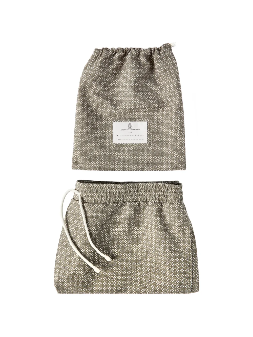 Brunello Cucinelli Nylon zwembroek met bloemenprint Beige
