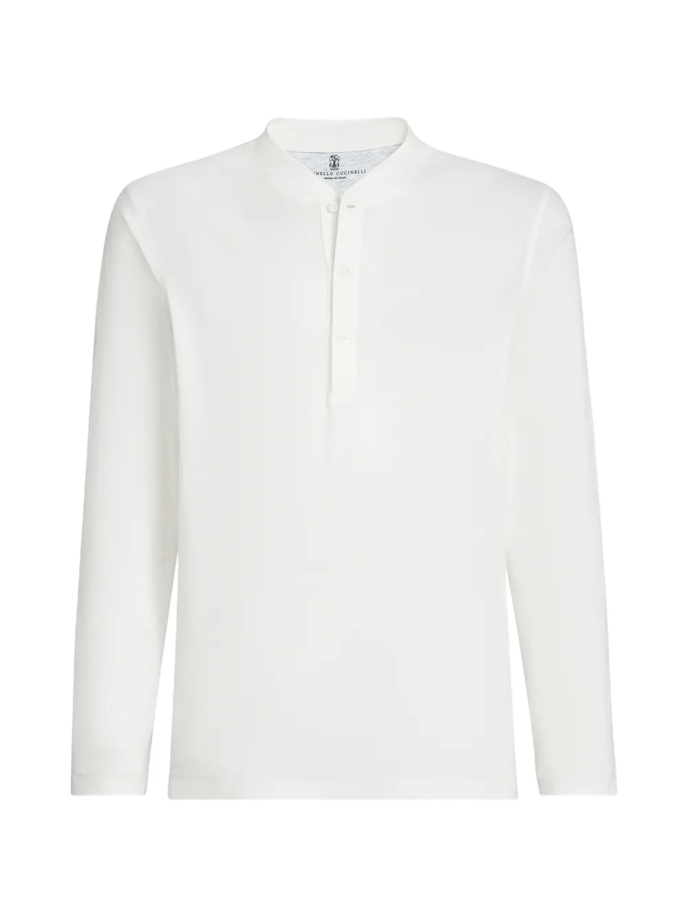 Brunello Cucinelli linen and cotton jersey long sleeve T-shirt with Henley collar - Neutrals