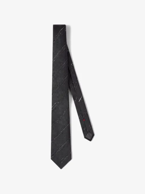 Brunello Cucinelli  corbata de seda y algodón con motivo de rayas