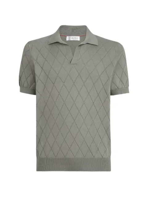Brunello Cucinelli Polo a rombi in cotone leggero