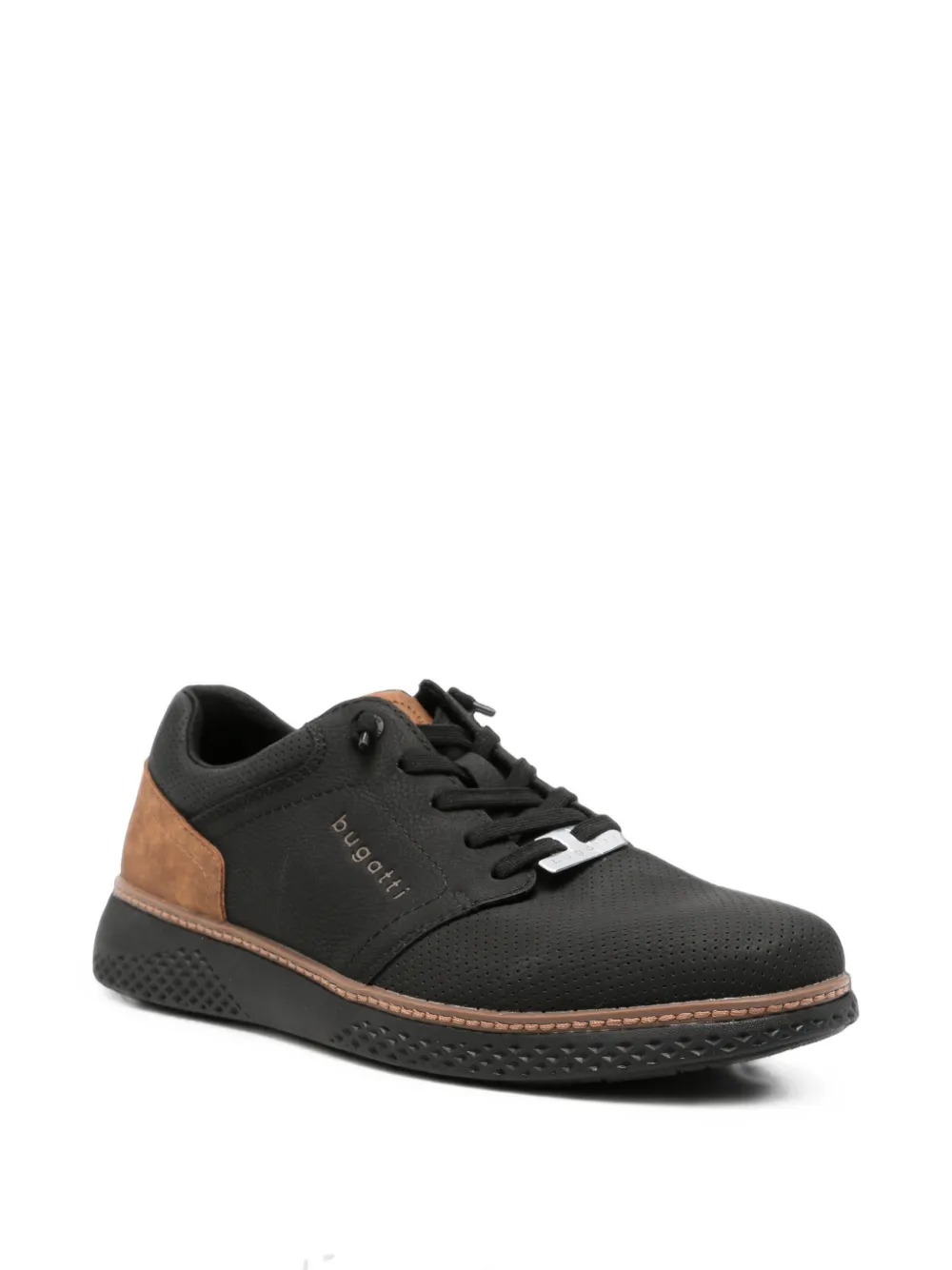Bugatti perforated panelled sneakers Zwart