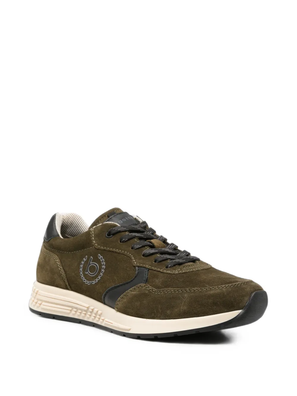 Bugatti logo-print suede sneakers Groen