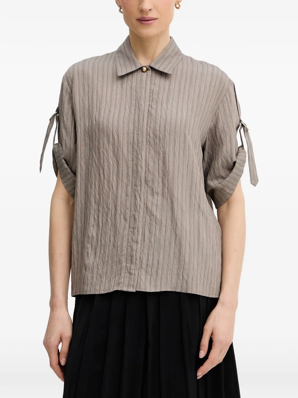 Sessùn Safara striped buckle-detail shirt - Braun