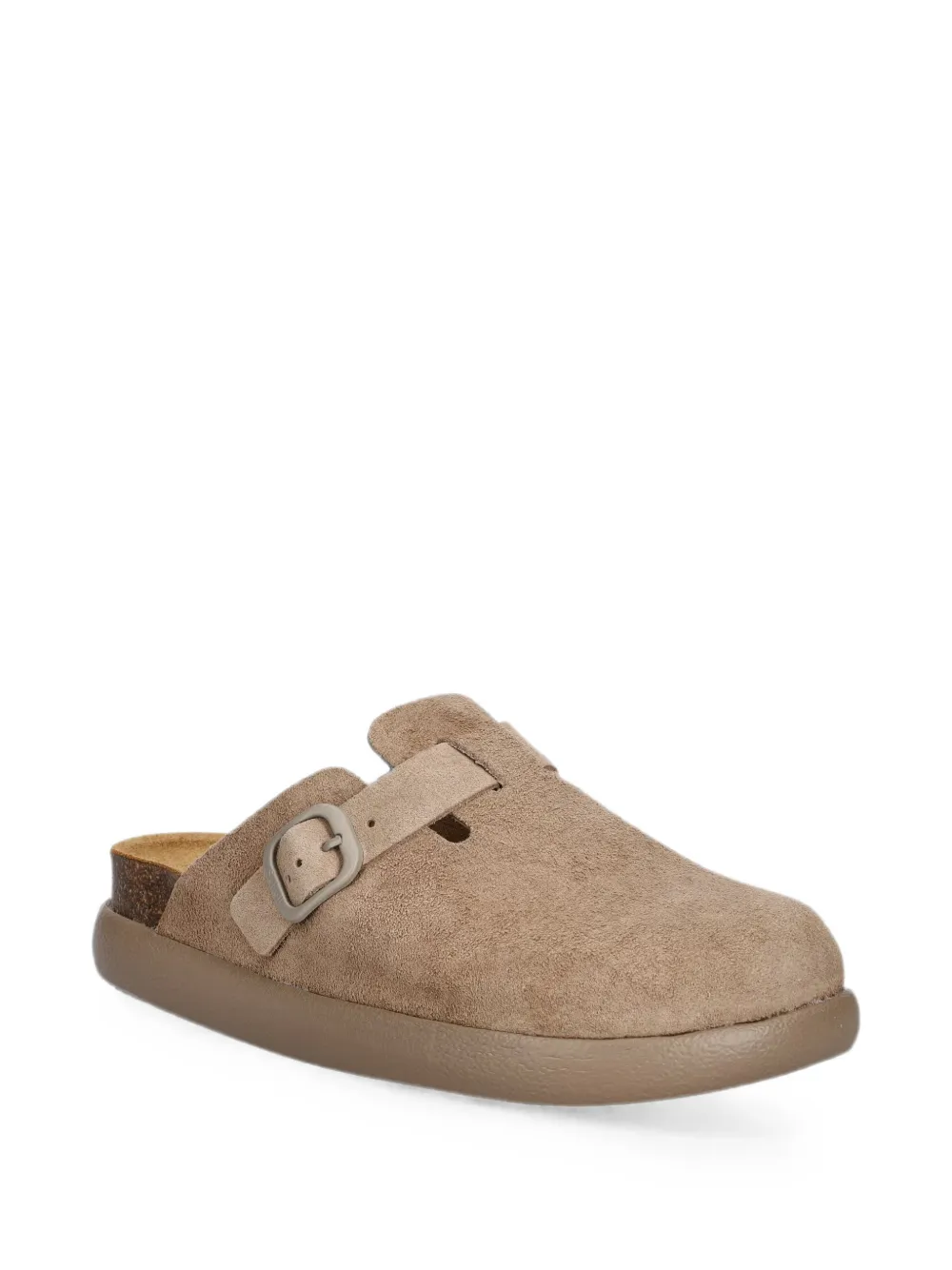 Scholl buckle-fastening suede slippers Beige