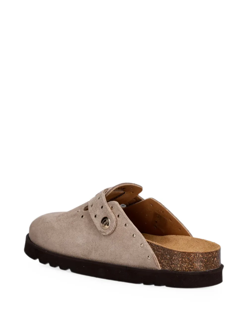 Scholl studded buckled slides Beige