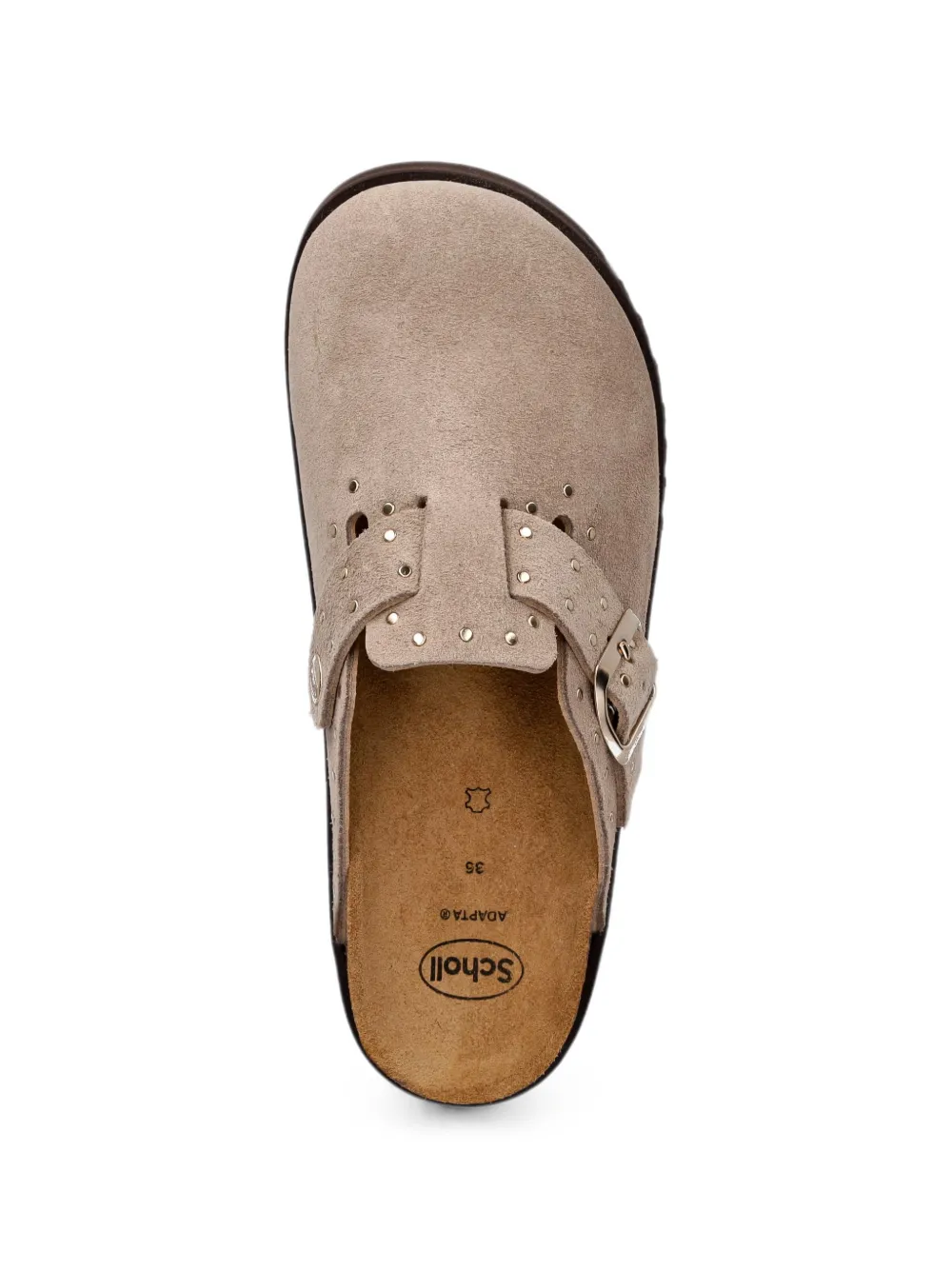 Scholl studded buckled slides Beige