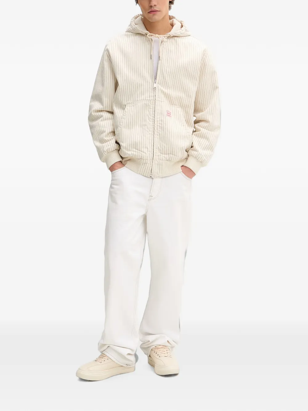Levi's Potrero striped drawstring hooded jacket Wit