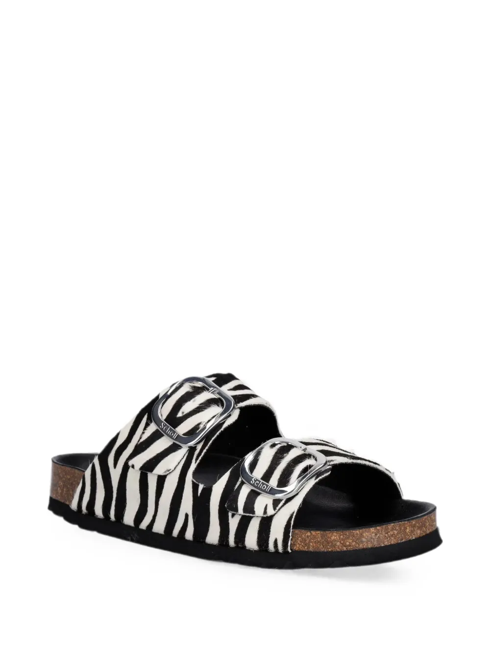 Scholl Noelle zebra-print buckled slides Wit