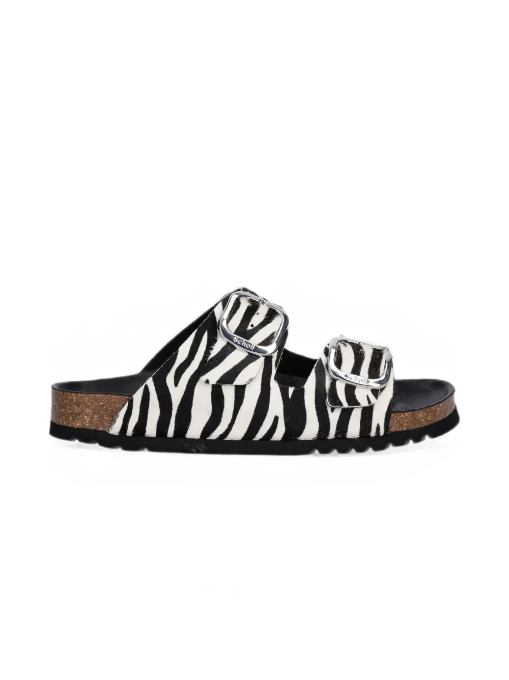Scholl Noelle zebra-print buckled slides Wit