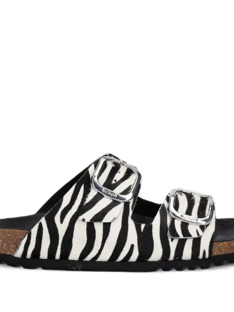 Scholl Noelle zebra-print buckled slides
