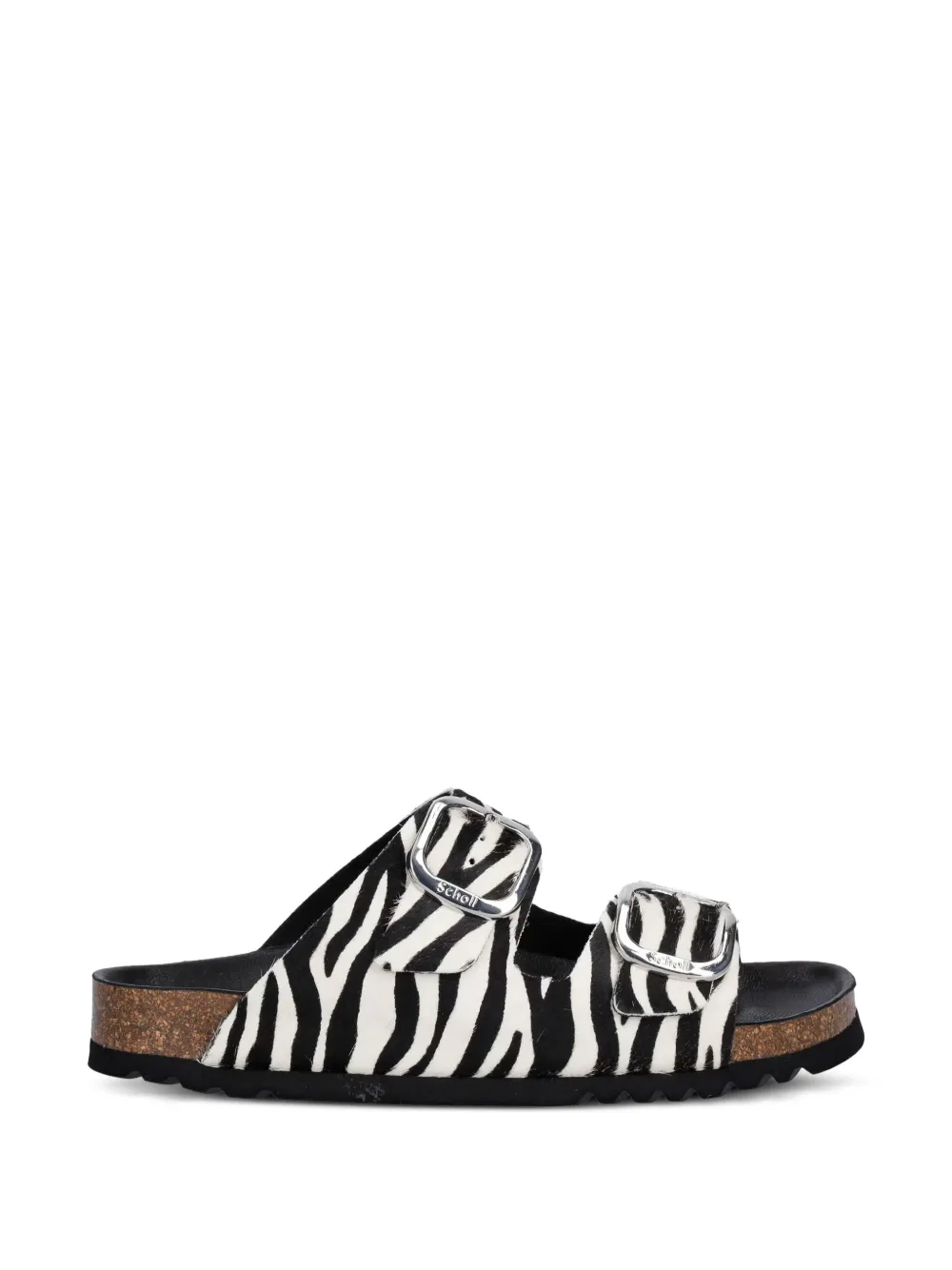 Scholl Noelle zebra-print buckled slides Wit