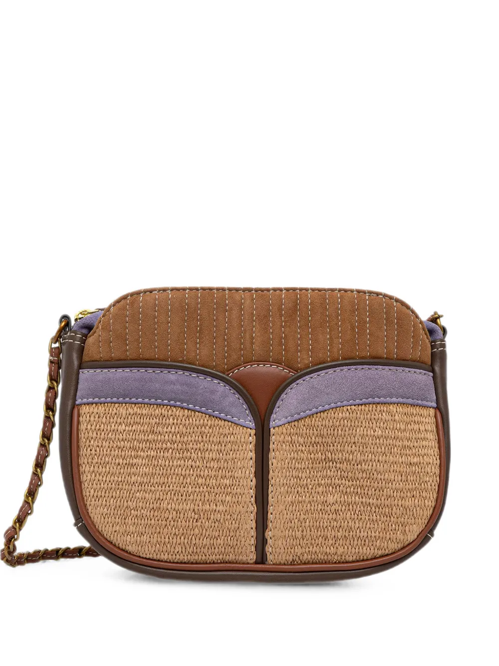 Sessùn Devine woven-panel leather shoulder bag - Marrone