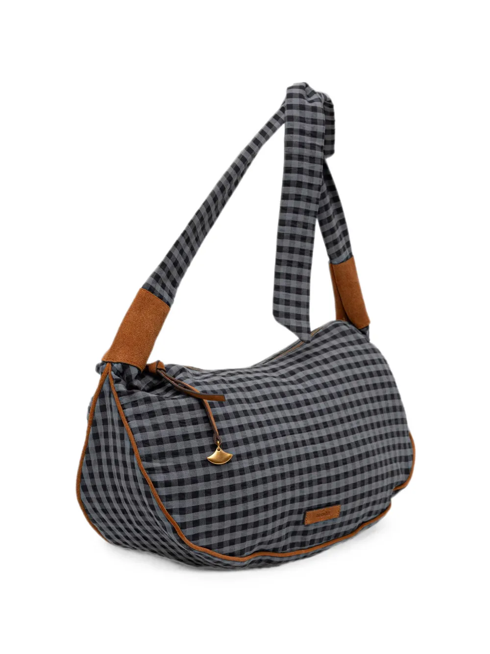 Sessùn mini Lango gingham-check shoulder bag - Nero