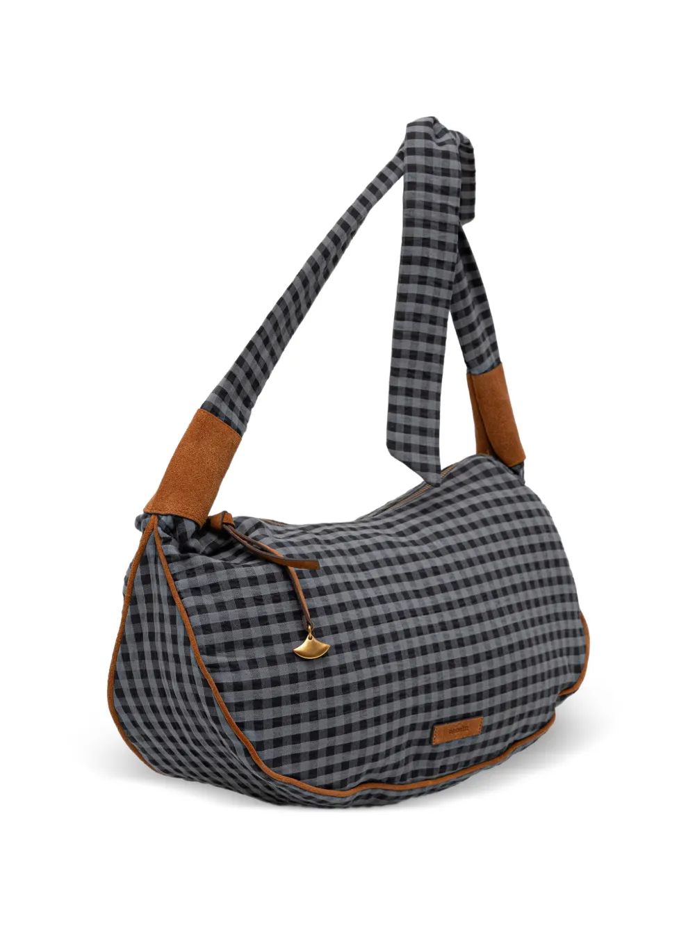 Sessùn mini Lango gingham-check shoulder bag - Schwarz