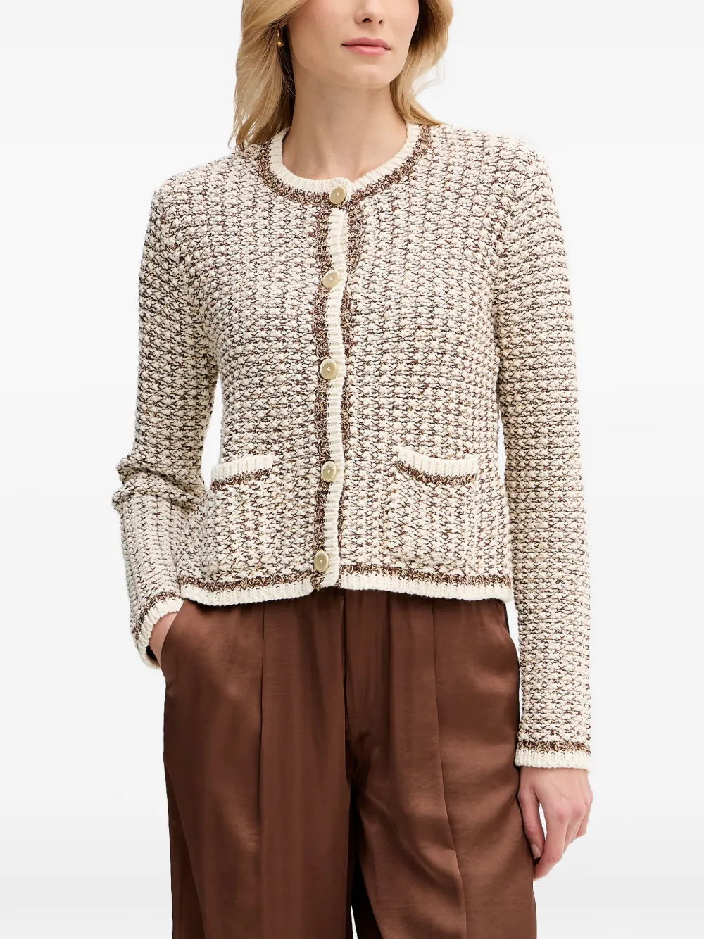 Pedro Del Hierro textured-knit button-up cardigan - Toni neutri