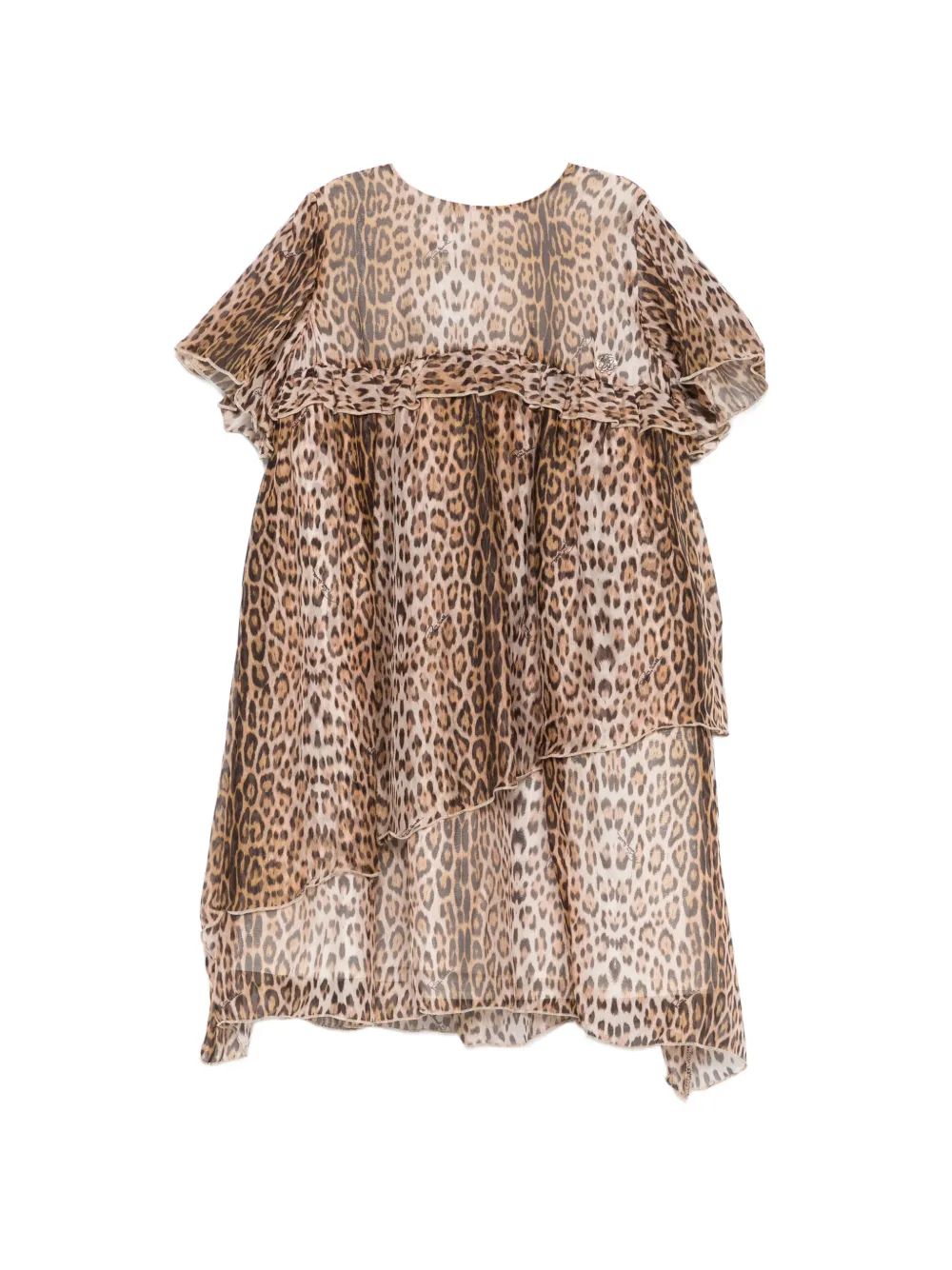 Roberto Cavalli Junior leopard-print ruffled dress - Toni neutri