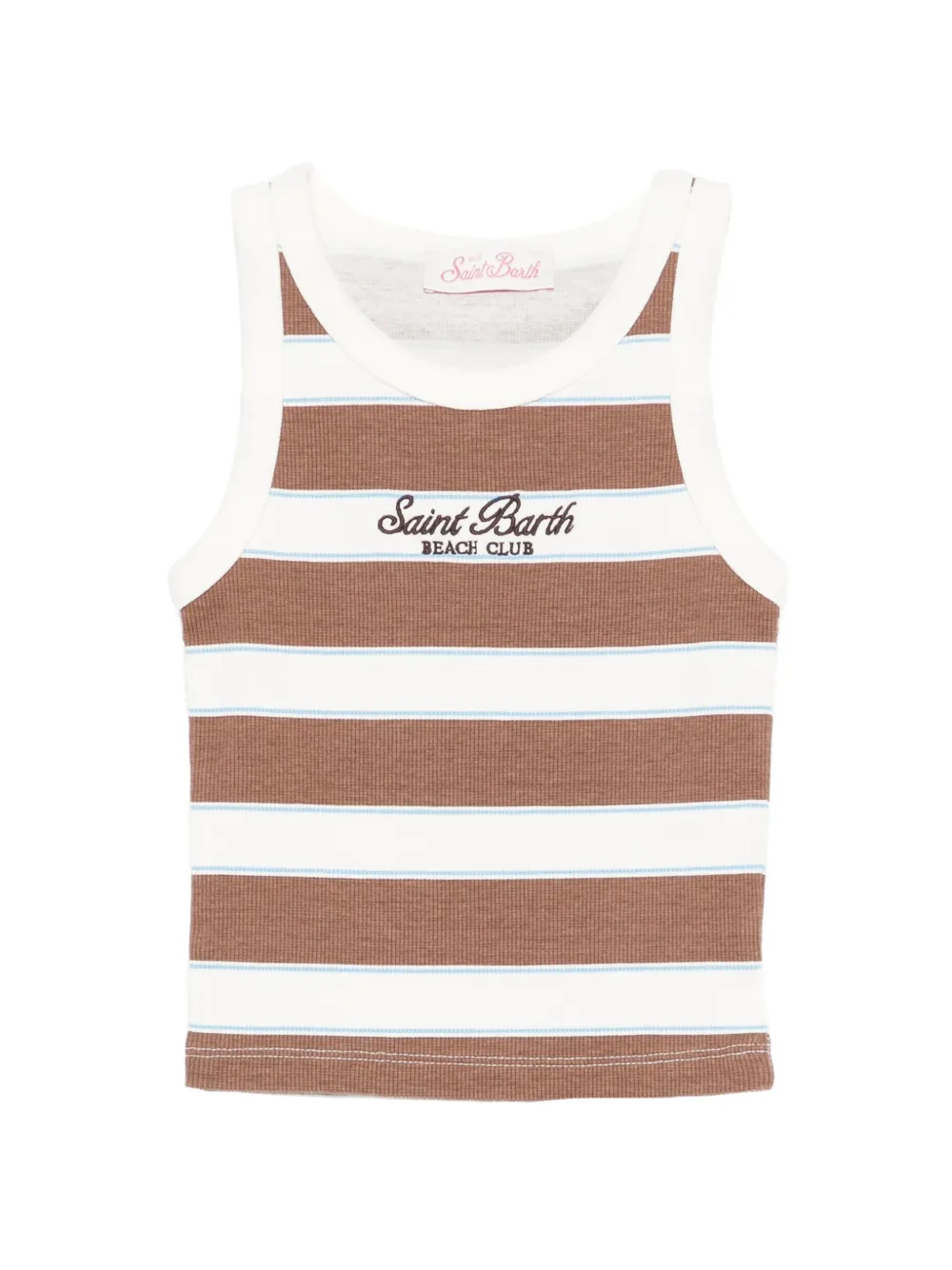 MC2 Saint Barth Kids Blue striped ribbed tank top - Marrone