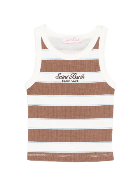 MC2 Saint Barth Kids Blue striped ribbed tank top