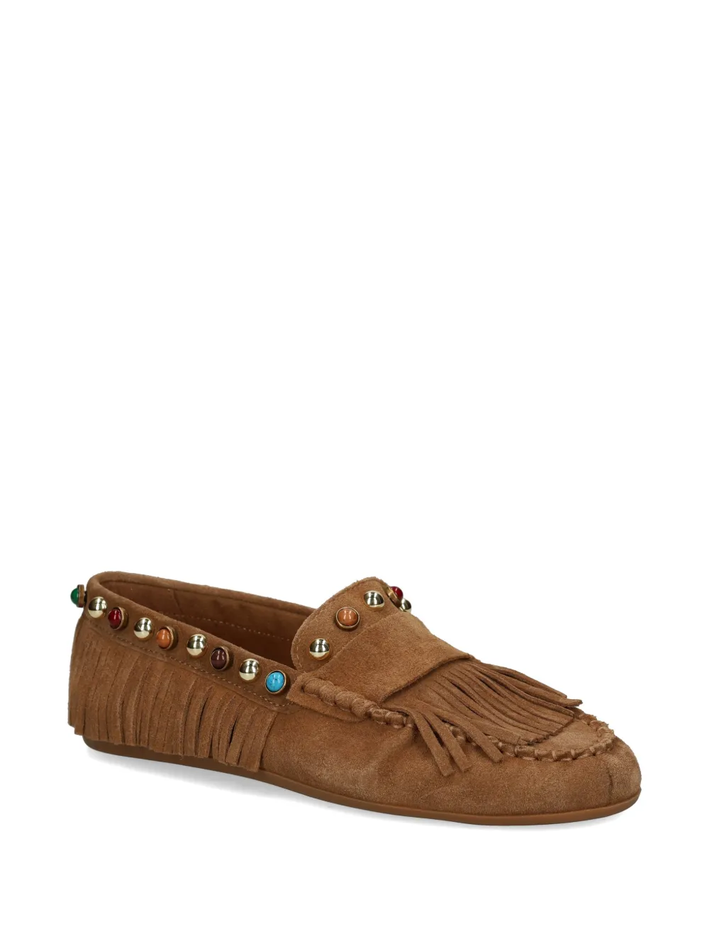 Bibi Lou Guava fringe studded leather loafers Bruin