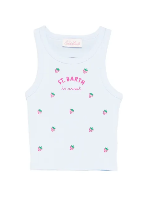 MC2 Saint Barth Kids camiseta de canalé con fresas bordadas