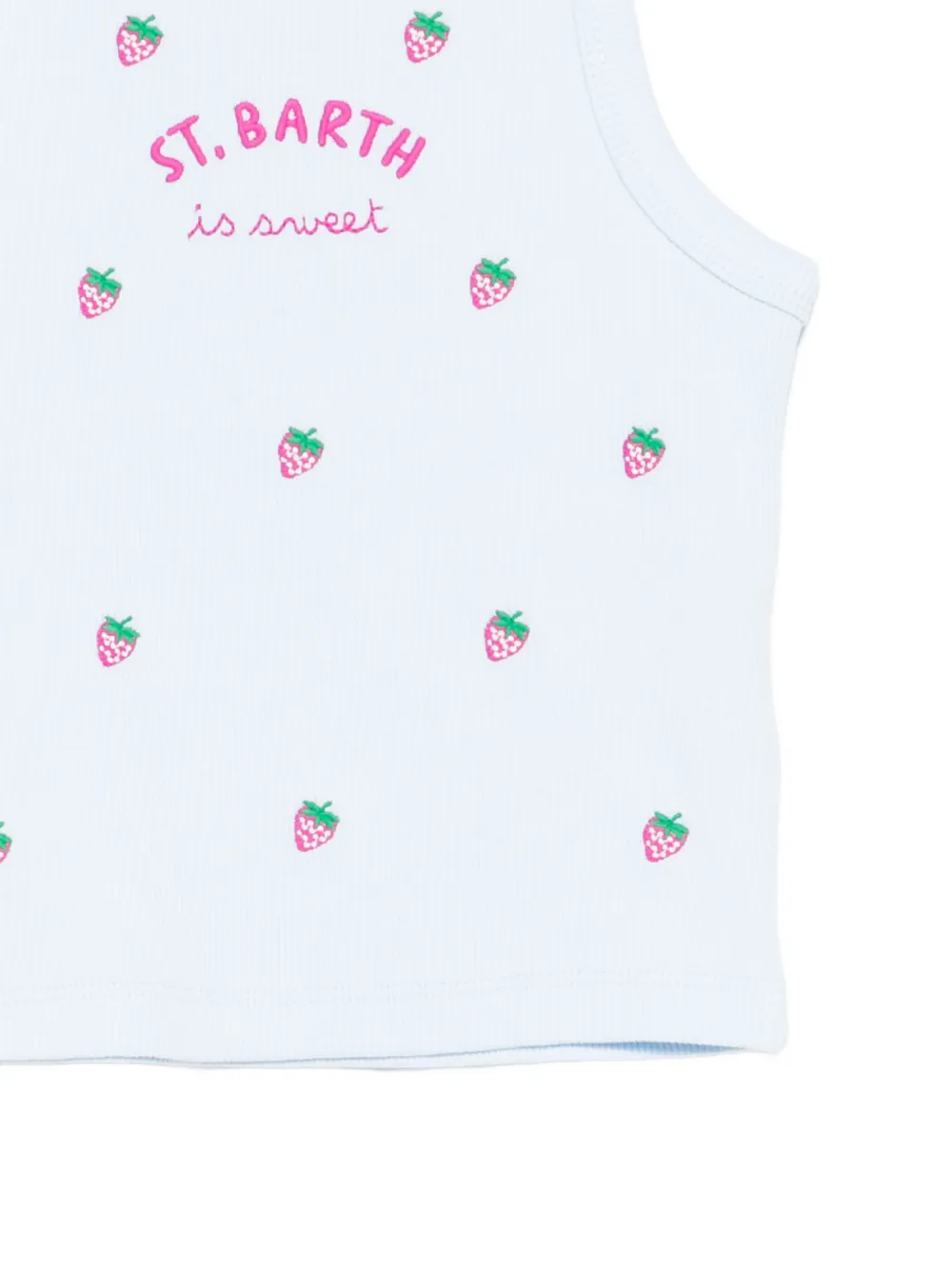 MC2 Saint Barth Kids Geribbelde tanktop met geborduurde aardbei Blauw