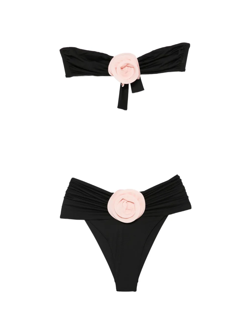 La Reveche Derya floral-appliqué bikini - Nero