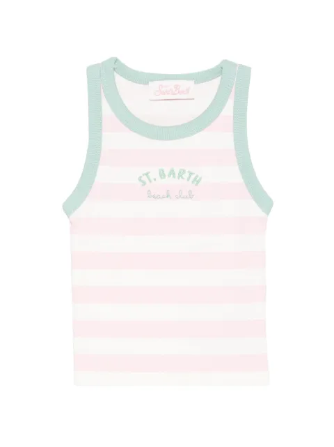 MC2 Saint Barth Kids Blue striped ribbed-knit tank top