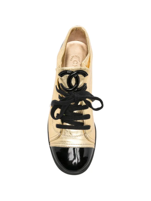 CHANEL Pre-Owned 2010s CC Logo Sneakers | Gold | FARFETCH CA