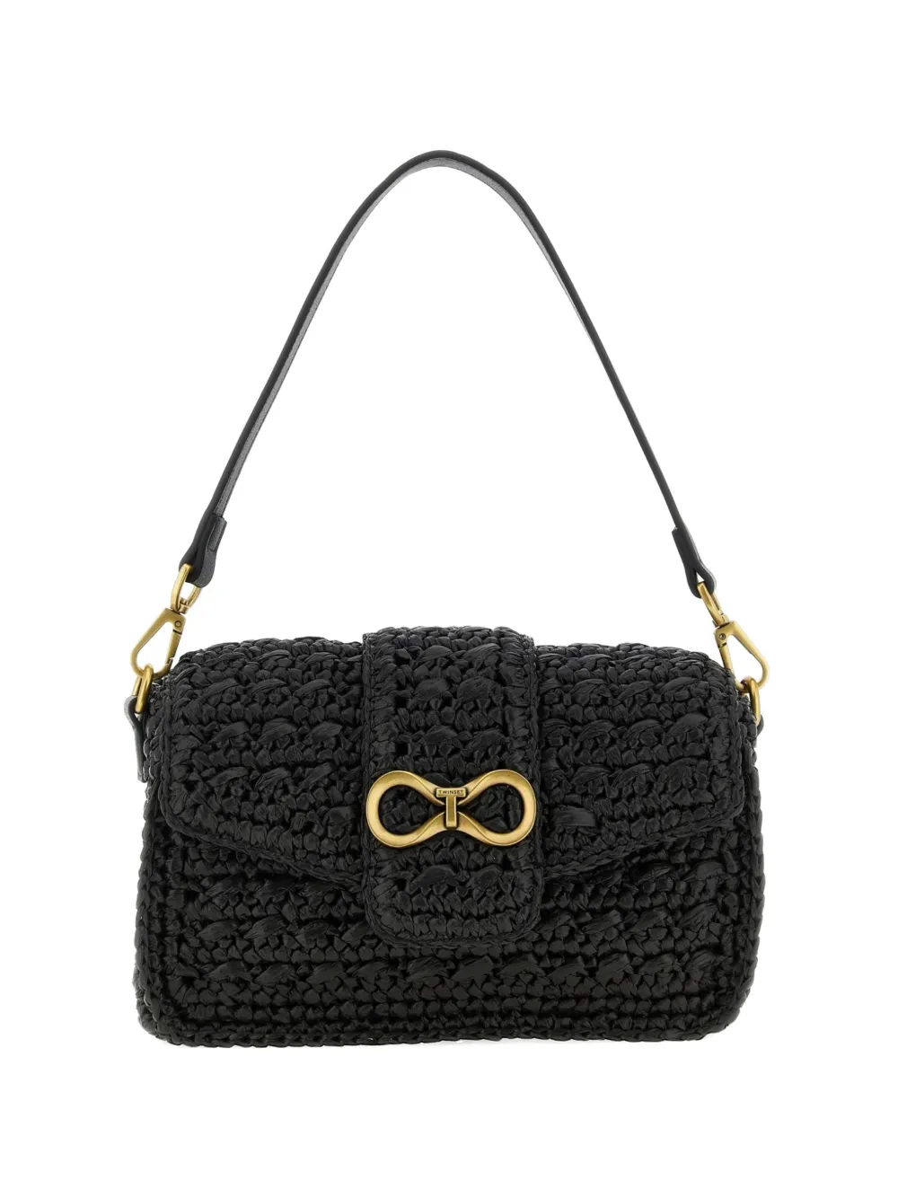 TWINSET woven logo-plaque shoulder bag - Black