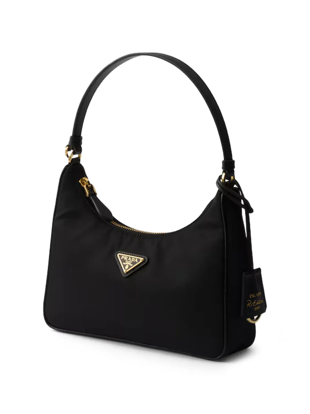 Prada 2005 Re-Edition mini-schoudertas met triangel-logo Zwart