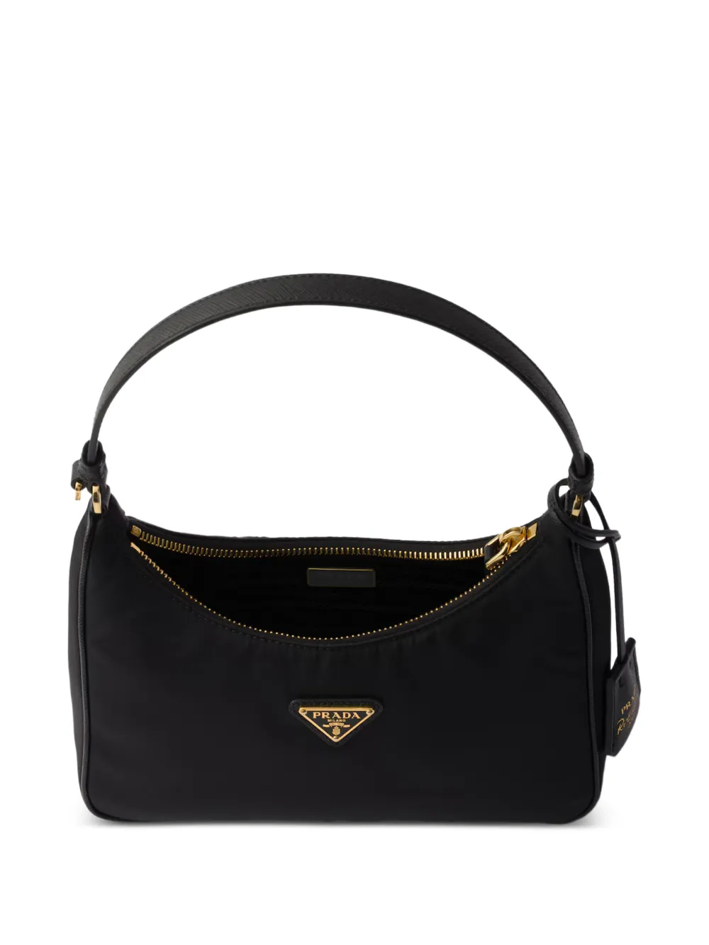 Prada 2005 Re-Edition mini-schoudertas met triangel-logo Zwart