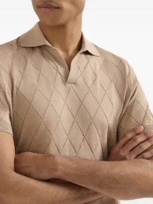 cotton textured Argyle lightweight knit polo shirt 4