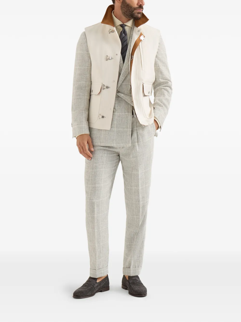 Brunello Cucinelli Prince of Wales broek Beige