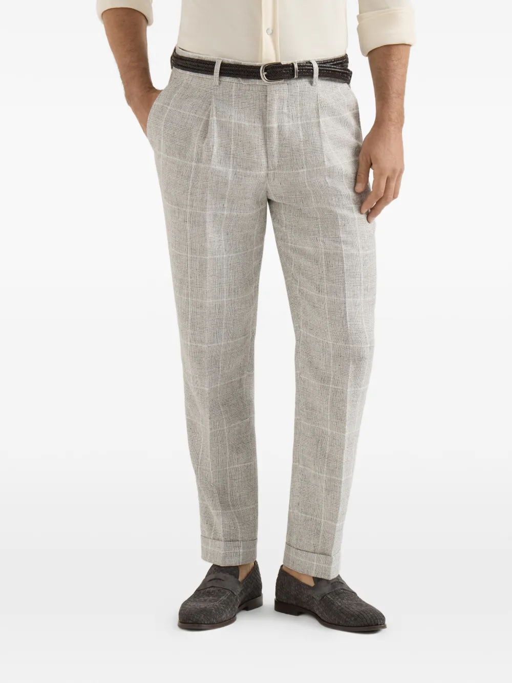 Brunello Cucinelli Prince of Wales broek Beige