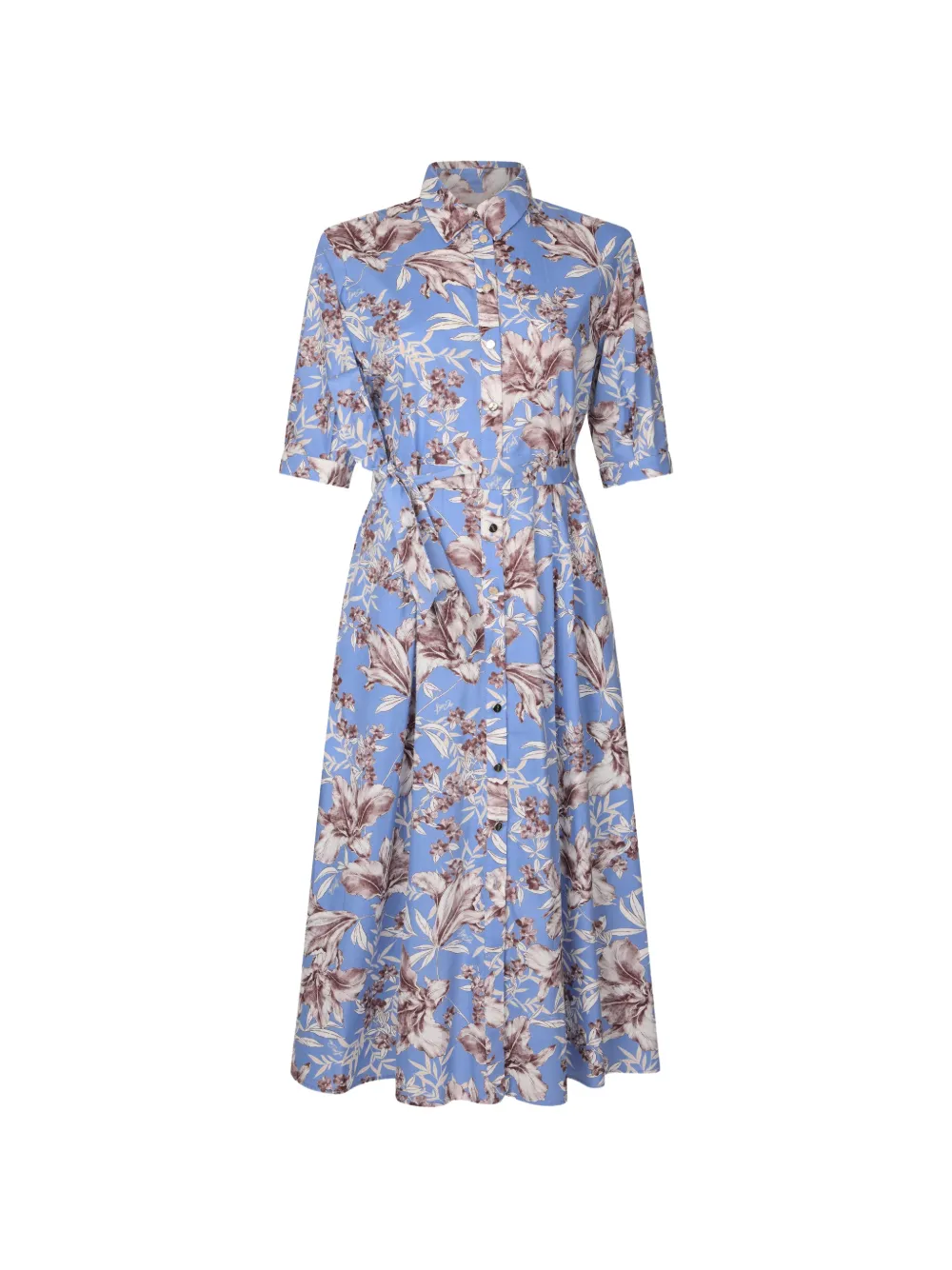 LIU JO floral belted midi shirt dress - Blu