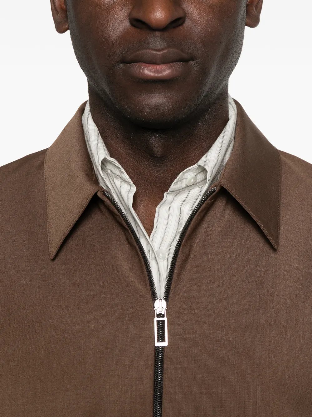 Hosio Shirtjack met zak en ritssluiting Bruin