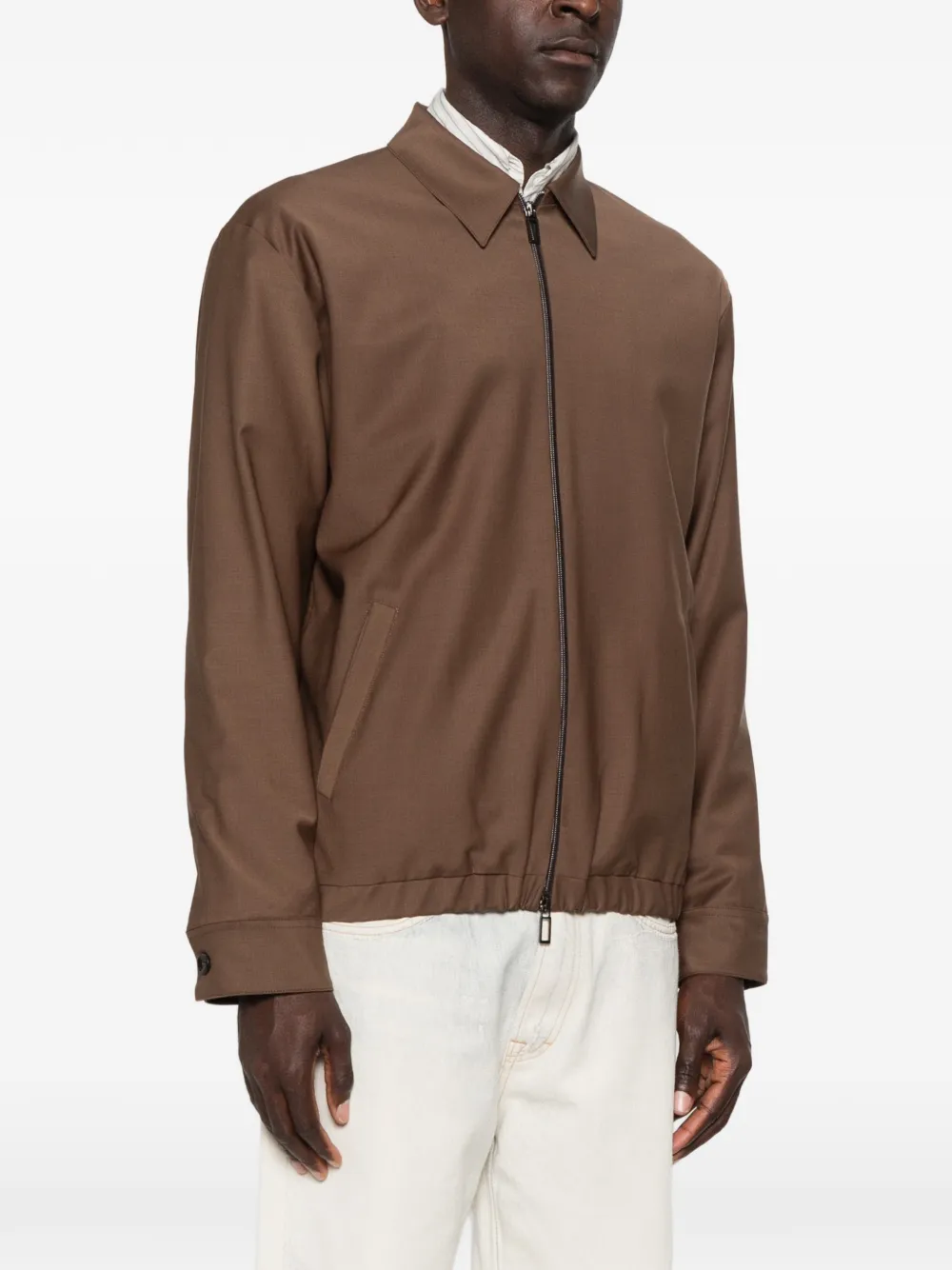  Hosio Giacca-camicia Con Zip - Marrone 