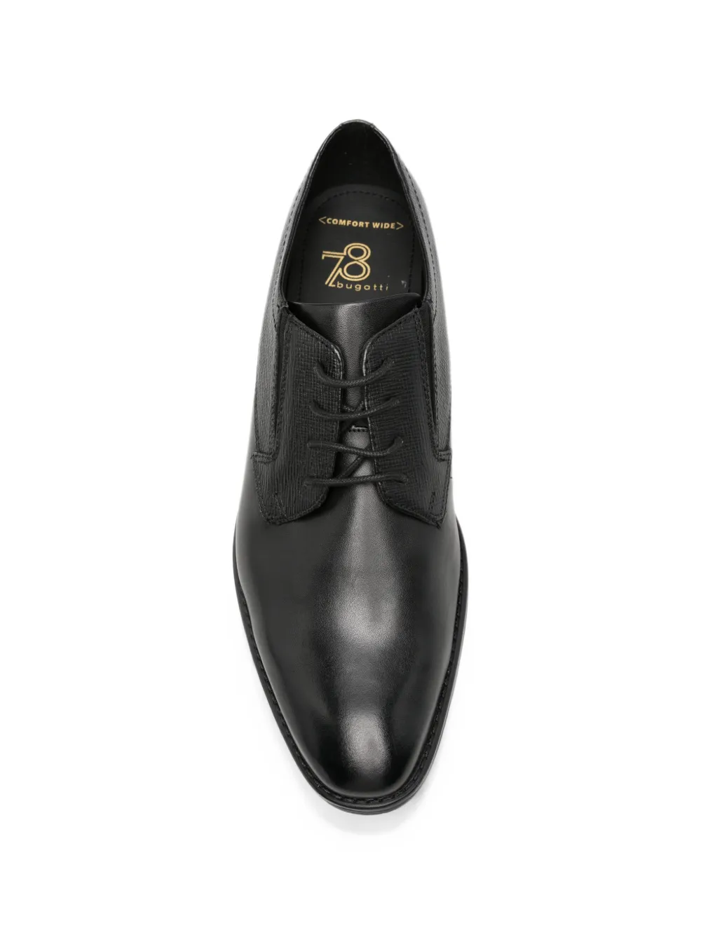 Bugatti textured-panel leather Derby shoes Zwart