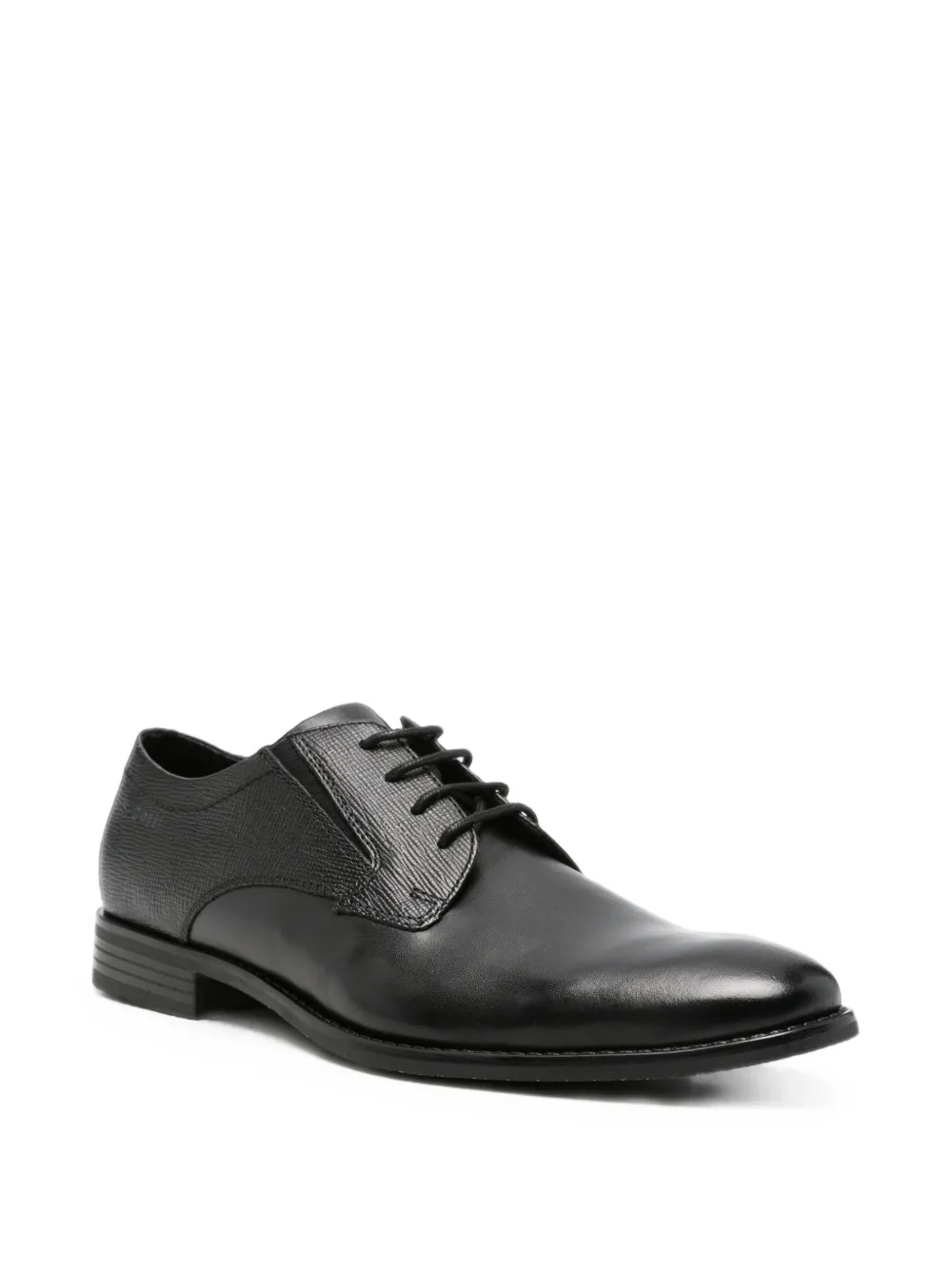 Bugatti textured-panel leather Derby shoes Zwart