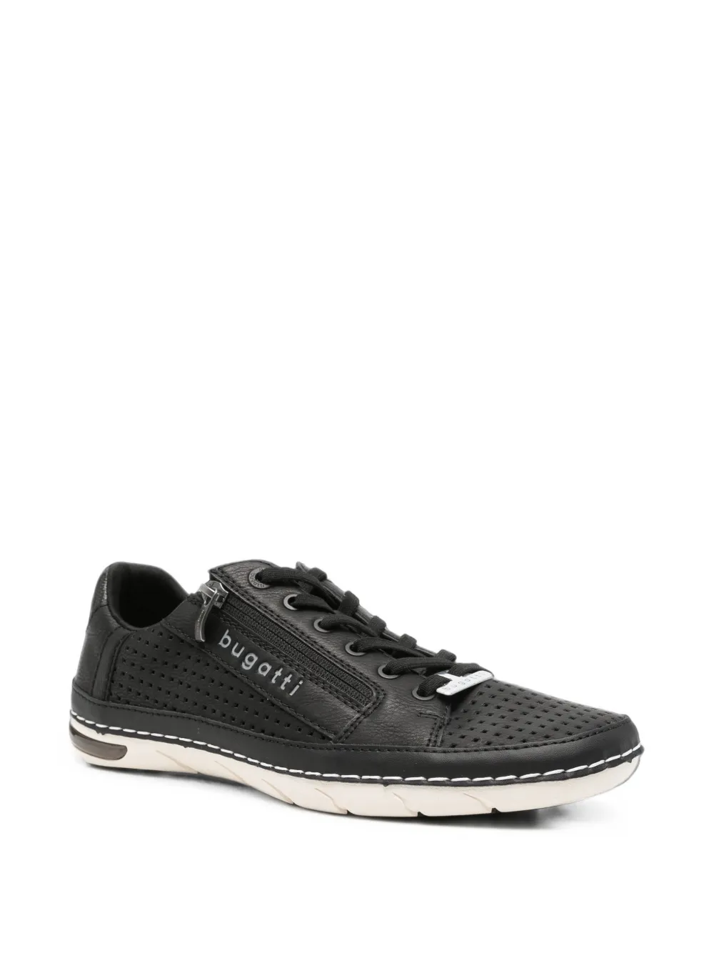 Bugatti perforated side-zip sneakers Zwart