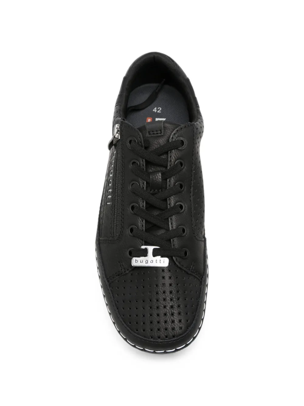 Bugatti perforated side-zip sneakers Zwart